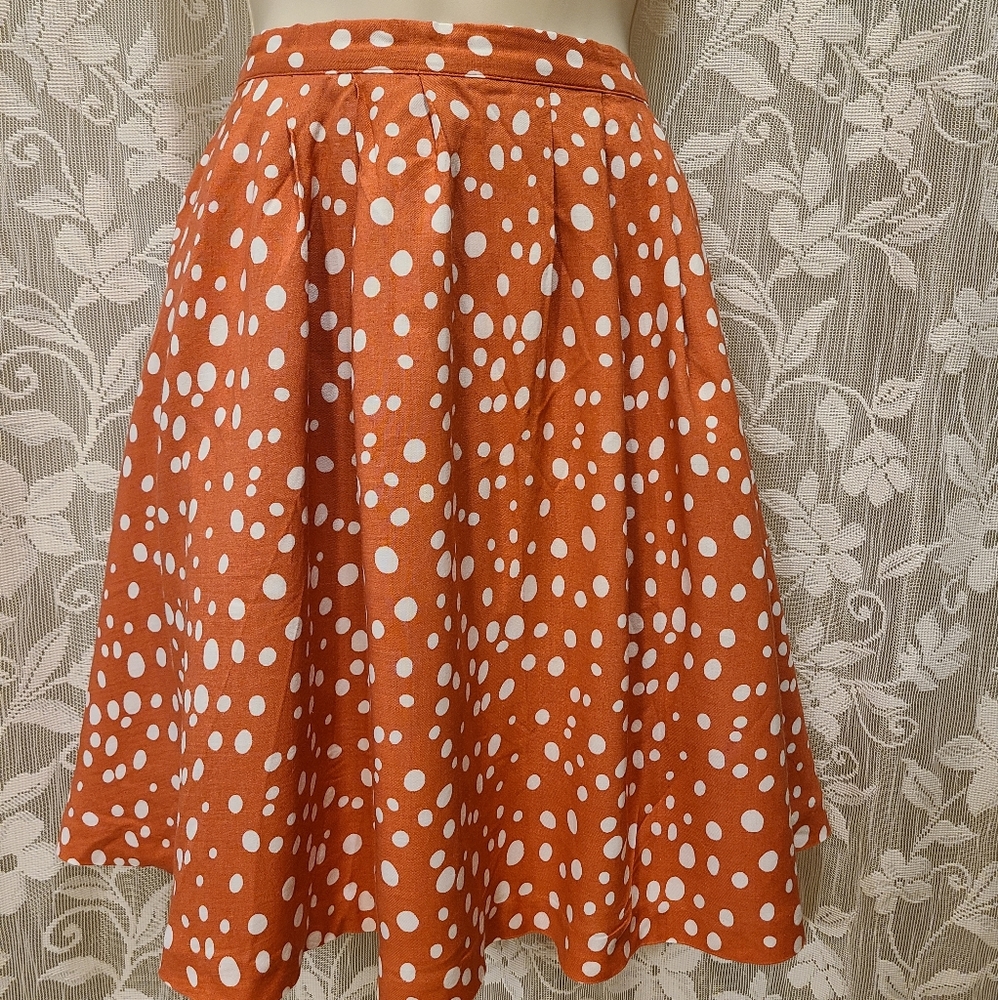 Forever 21 Coral and White Polka Dot Circle Skirt